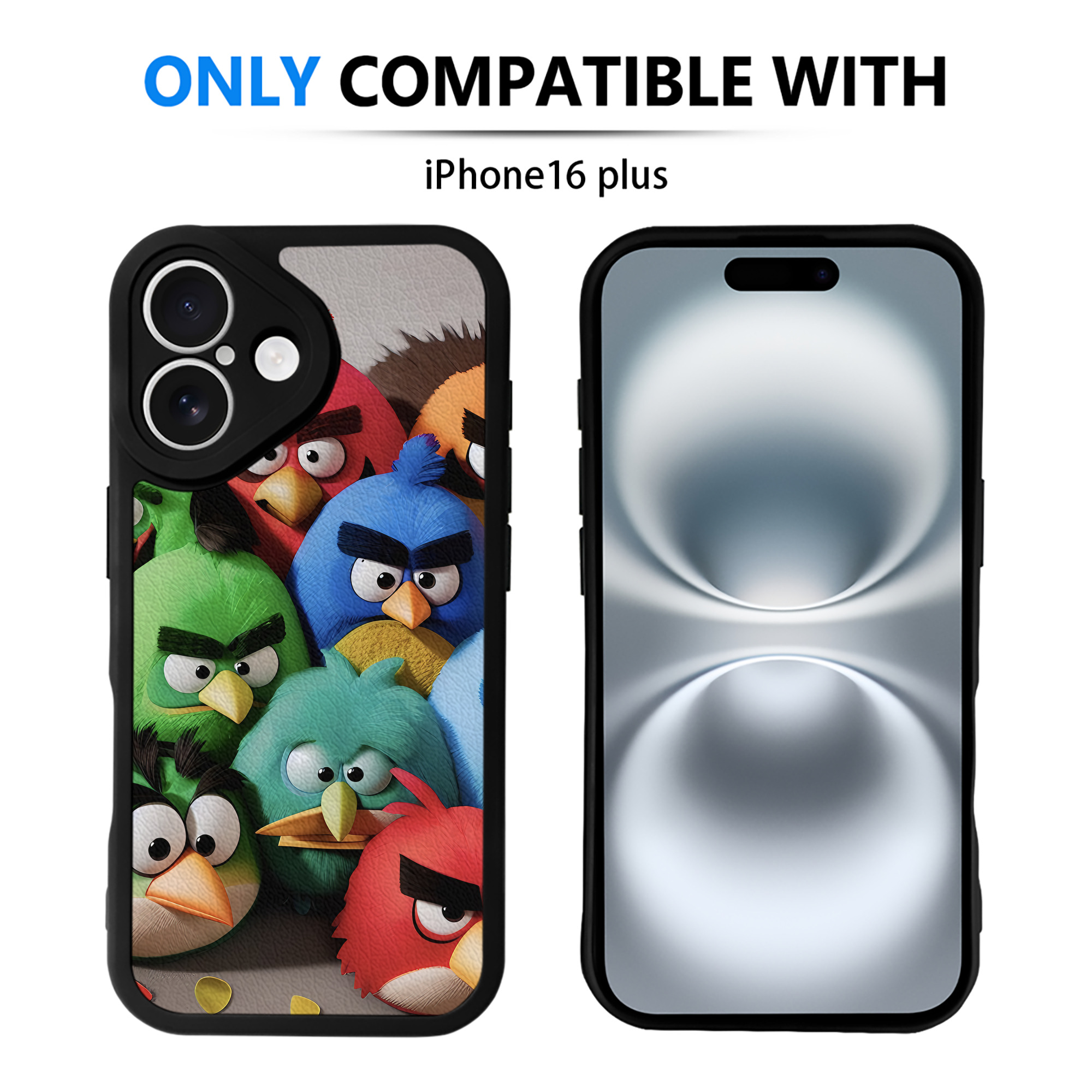 （画像用） Angry Birds アングリーバード 【iPhone 16シリーズ対応】シリコンスマホケース（レザー調） 材質：シリコン